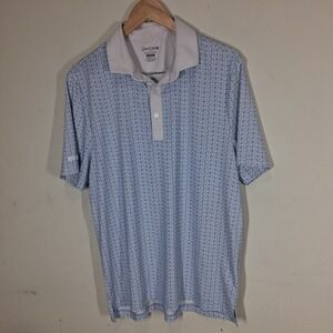 Good Good Golf Mens M Monogram Performance Polo Shirt Blue White GG Logo READ